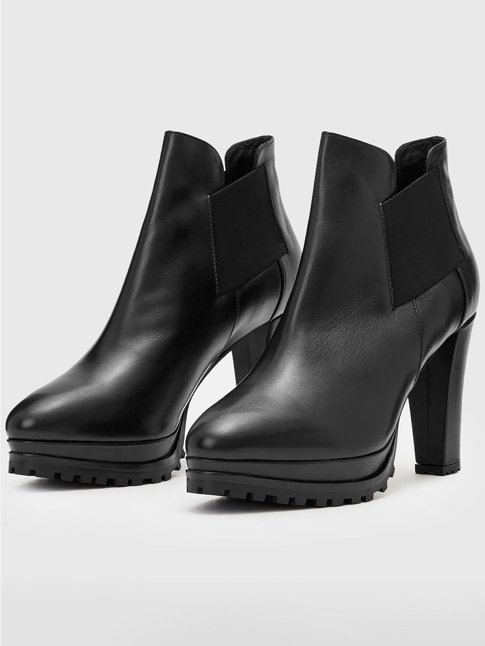 AllSaints Black Platform Block Heel Ankle Boots